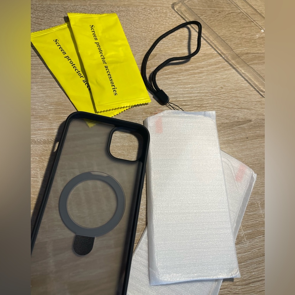 Iphone Plus 6.7inch Black Case With Wristlet and 2 Screen Protectors(18)